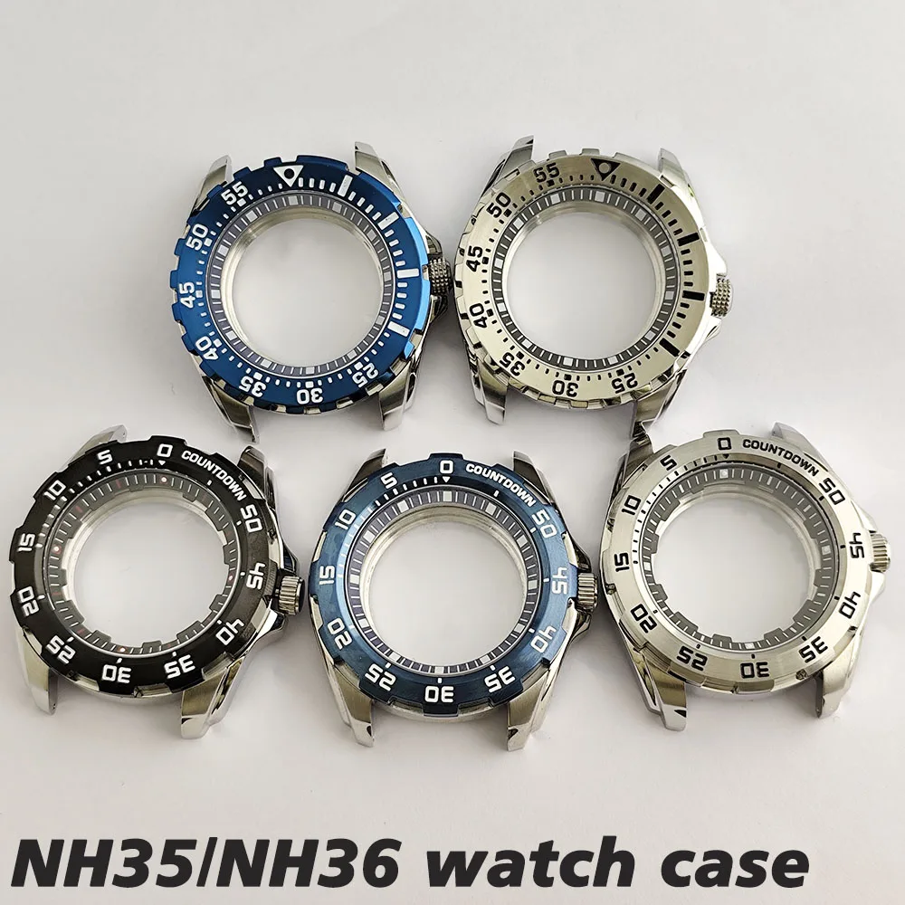 Watch case 44mm modified mechanical case NH35NH36 case sapphire glass suitable for NH35ANH36 movement stainless steel strap/case