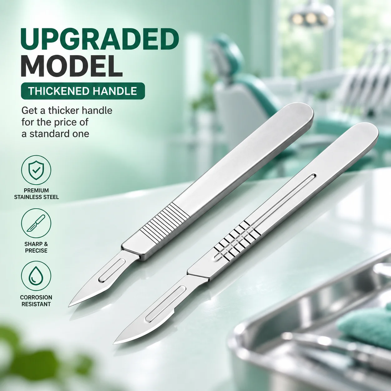 Dental Scalpel Handle & Blades Set No.3/4/7 No.10/23 Carbon Steel Surgical Cutting Instruments for Oral Surgery