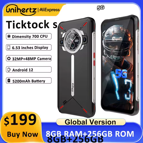 Unihertz Ticktock-S Slim Rugged 5G Smartphone 8GB...