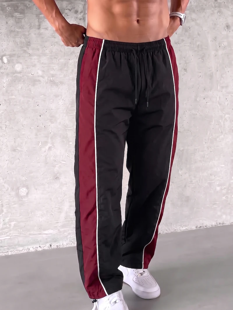 Trendige, sportliche Herrenhose mit Linien, Fitnessstudio, Workout, Laufhose mit Seitentaschen, sportliche, schnell trocknende, atmungsaktive Jogginghose – Detail 5