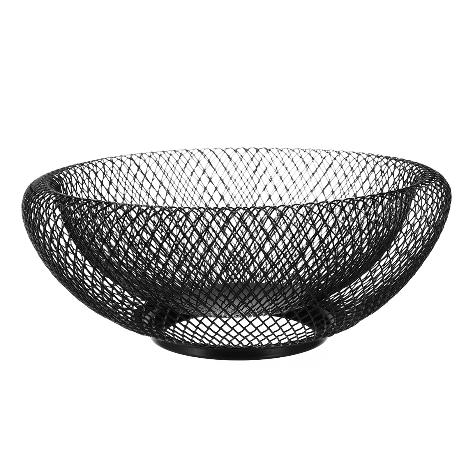 

Fruit Tray Round Basket Kitchen Decor Black Iron Snack Container Hollow Design Storage Solution Fruit Holder