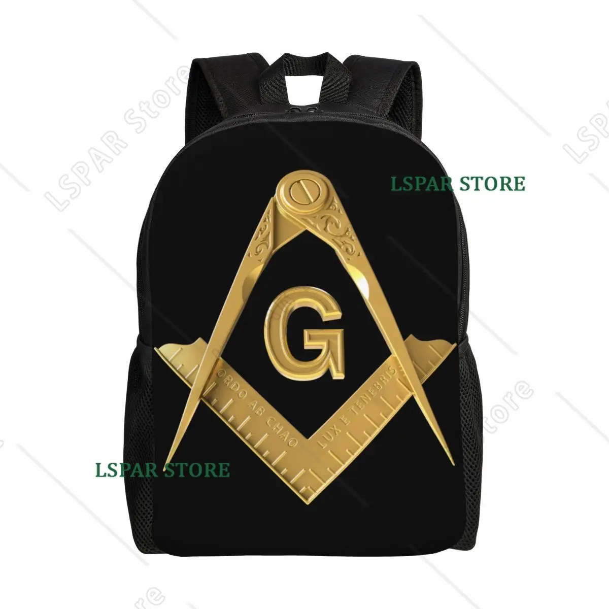 Gold Freemason Travel Backpack Women Men School Computer Bookbag Masonic Mason College Student Daypack Bags
