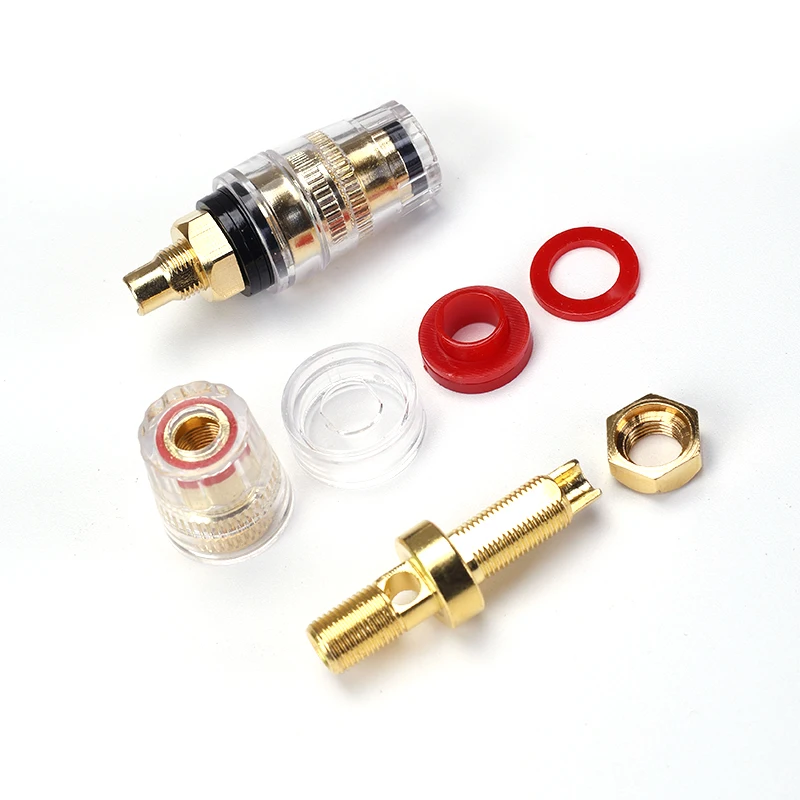 8MM Pure Copper Gold-Plated Transparent Crystal Banana Socket Speaker Amplifier Binding Post Fixed Terminal Audio Speaker Bindin