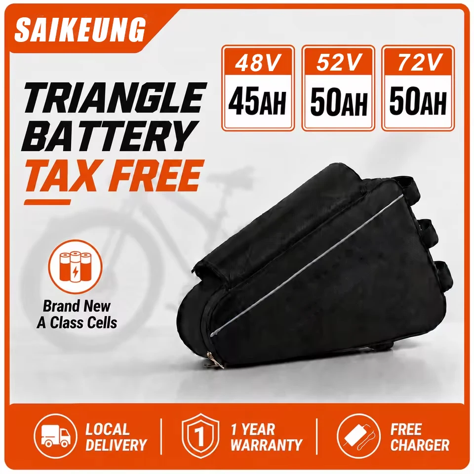 

Triangle Ebike 52v 45ah battery 48v 45ah chamrider 36v 60v40ah72V 60ah Lithium Battery 20 25 30 35 50ah Huge Capacity 84v 3000W