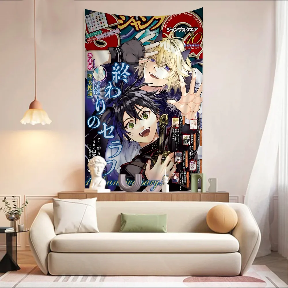 Anime Seraph of The End Printed Large Wall Tapestry Hanging Tarot Hippie Wall Rugs Dorm Home Decor