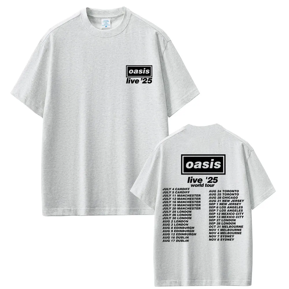 Rock Band O-Oasis Live 25 Tour T Shirt Men Women Gothic Vintage Oversized Tshirt Men's High Quality Cotton Short Sleeve T-shirts image 5