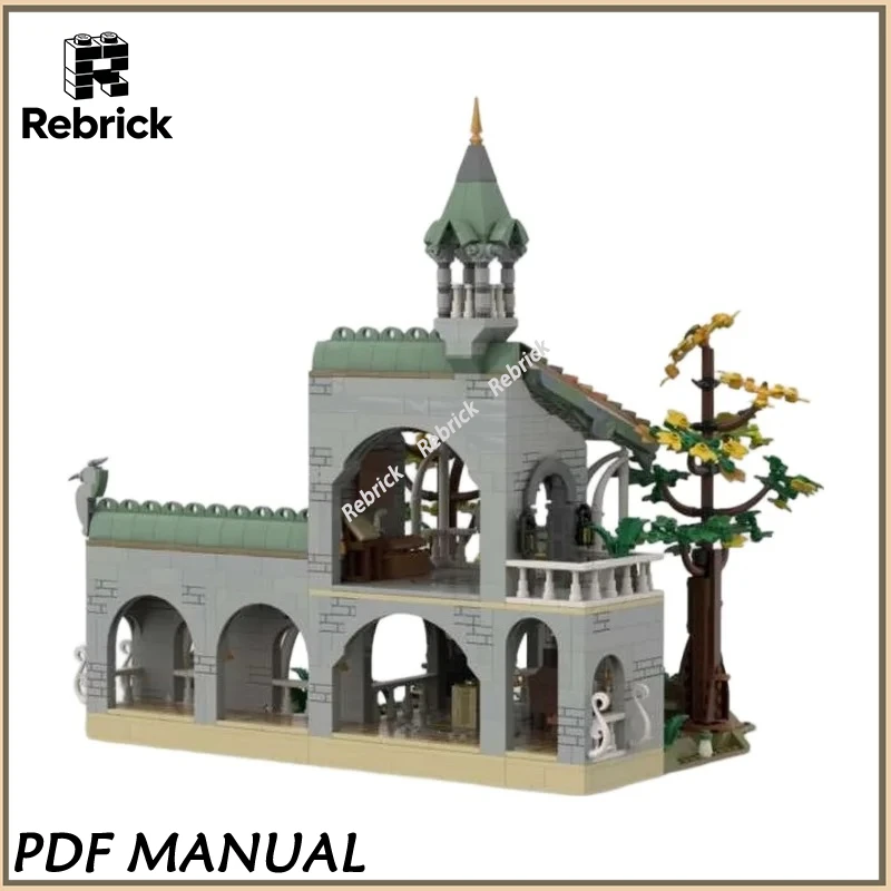 Original Secluded Creek Multi-Level Ancient Woodland Pavilion MOC Bricks Elven Forest Gazebo Lord Scene Decor Accessories