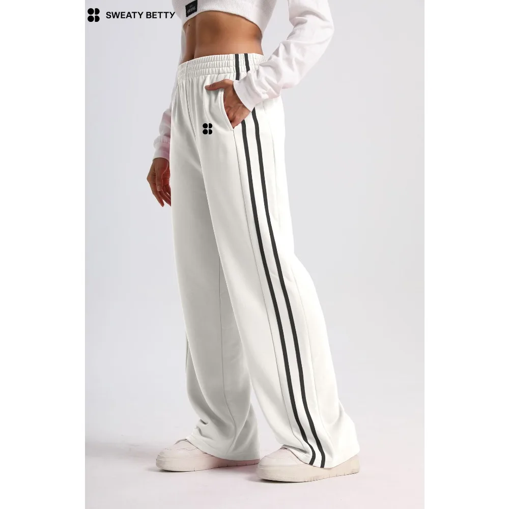 

Sweaty Betty Women's American-Style Double-Bar Stripe Sweatpants, New High-Waist Wide-Leg Loose Straight Sports Casual Pants