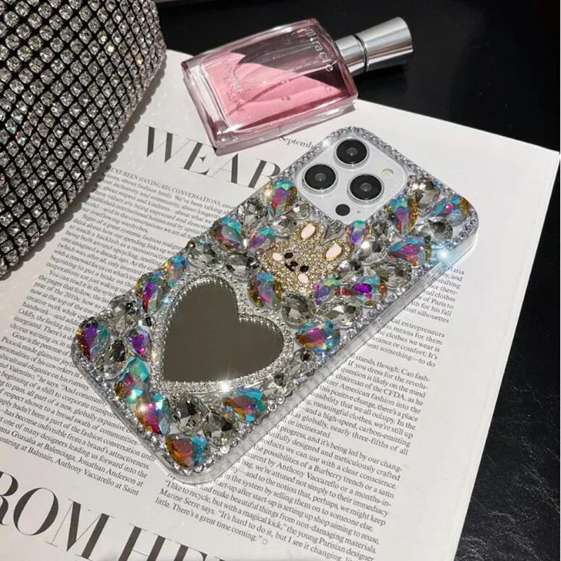 

Bling Rhinestone Rabbit Mirror Case for Samsung A50, A70S, A32, A52, A71, A51, A72, A73, A53, A33, Full Crystal Diamond Cover