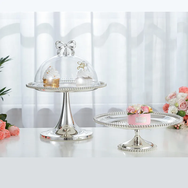 Wrought Iron Metal Cake Stand Creativity Pearl Fruit Plate Afternoon Tea Snack Tray Pan Wedding Dessert Table Display