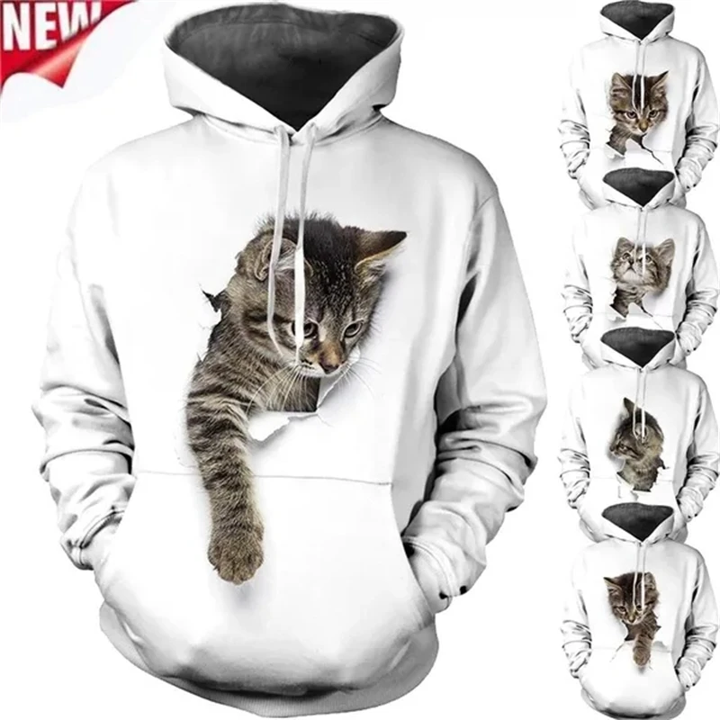 

New Fashion 3D Funny Animal Cat Printed Hoodies Casual Men Women Hooded Pullovers Tops Designer Hoodie Comfortable Chilren Hoody