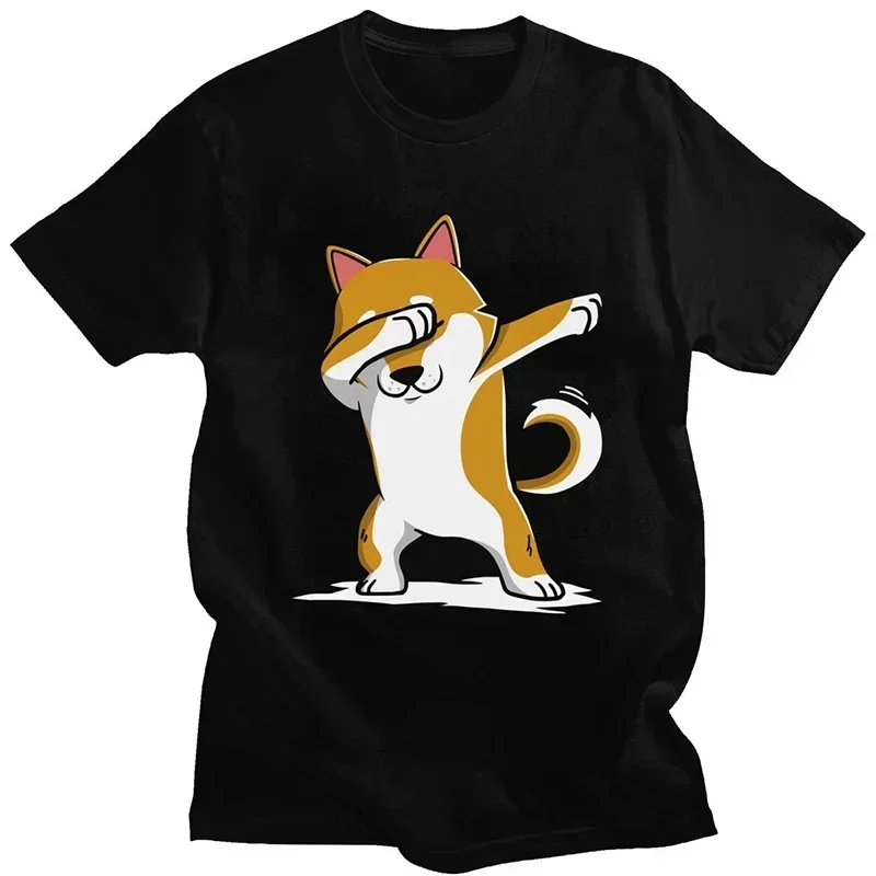 Casual Streetwear Soft Tshirts Funny Shiba Inu Graphic Cartoon Men T Shirt Short Sleeve Humor Japanese Dog Printed Women T-shirt