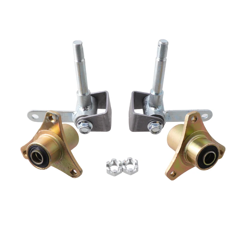1 Pair Steering Spindle Bracket Set 3 Stud Front Wheel Hubs Steering Spindle Steel Alloy for 6 Inch Tires ATV Go Kart Quad Bike