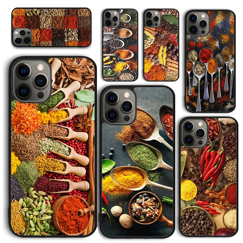 Cooking Chef Spices Seasoning Phone Case for iPhone 16 15 14 12 13 mini PLUS X XS XR 11 PRO MAX Back Cover Fundas