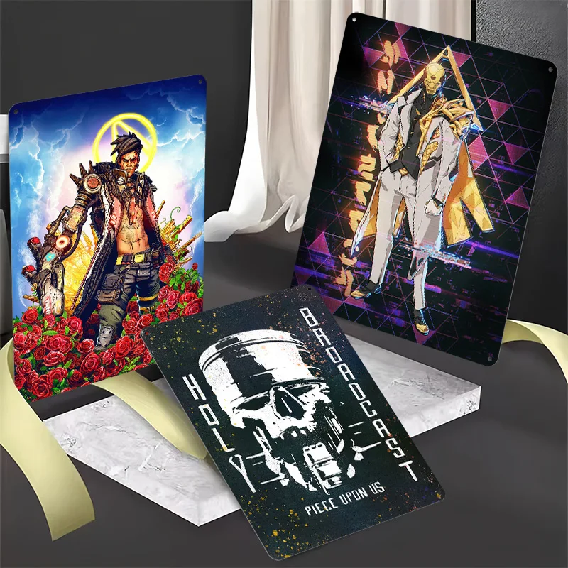 Borderlands Metal Posters Customizable Wall Art Retro Vintage Metal Tin Signs for Game Fans Gaming Room Office Decor House Home