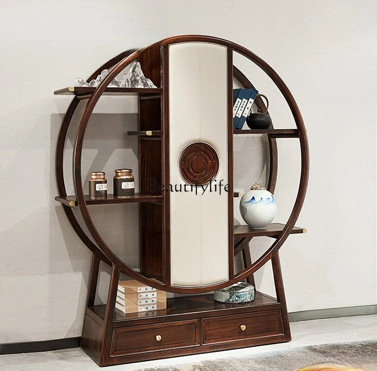 

Zen new Chinese style Bogu shelf large apartment display cabinet ebony solid wood retro