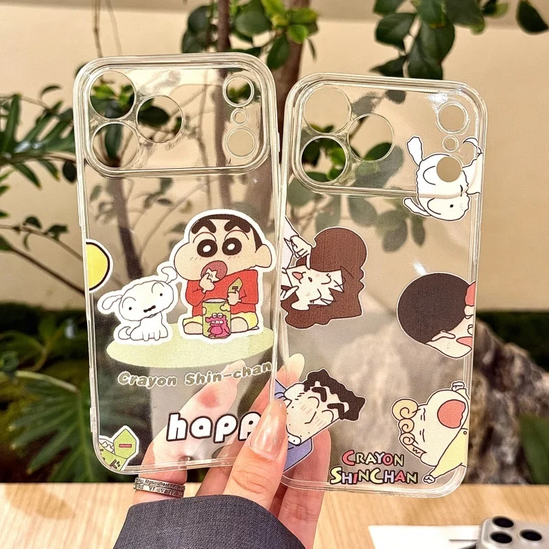 Милый чехол Shin-chan с карандашом для iPhone 11, 12, 13, 14, 15, 16, 17 Pro Max Plus Air mini Nohara Shinnosuke Shinchan, мягкий чехол