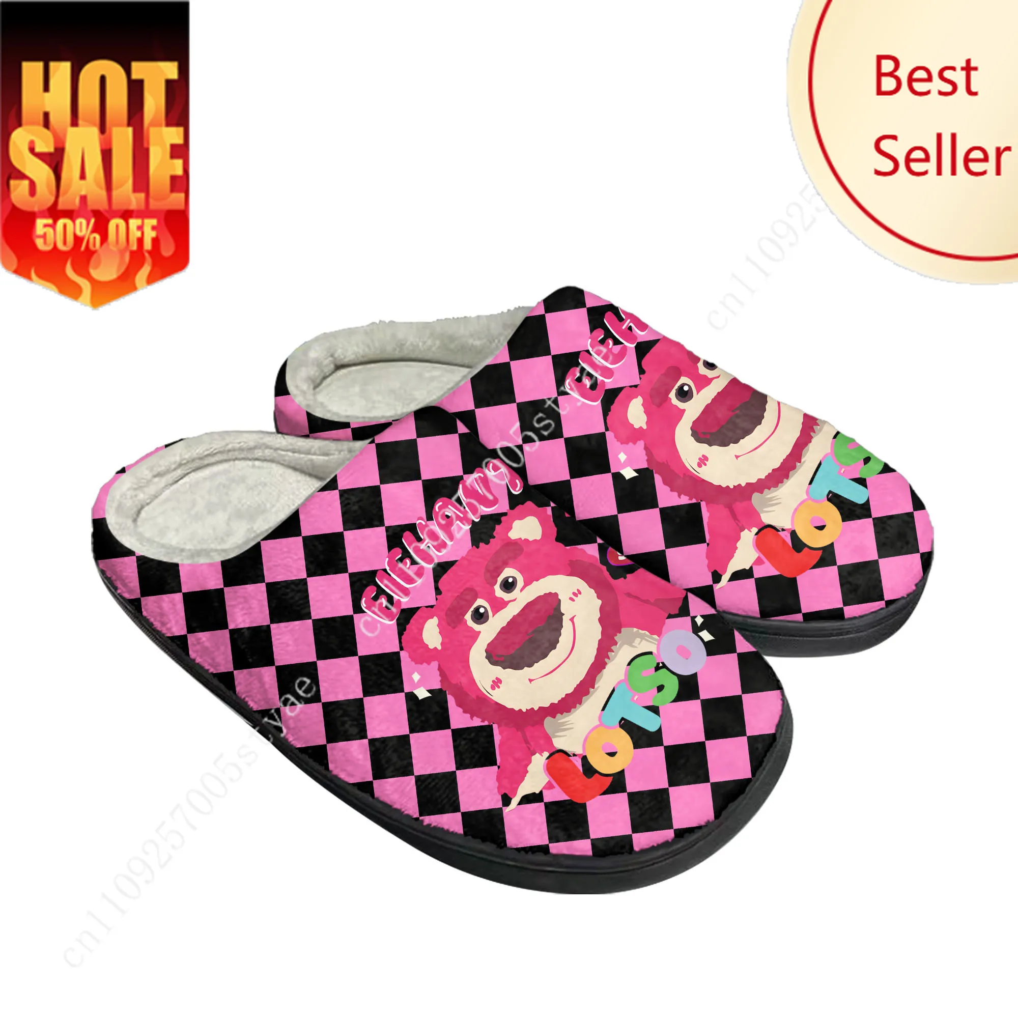 

Lotso Toy Story Cotton Slippers Disney Cartoon Decorate Plush Indoor Shoes Design Your Party Holiday Gifts Custom Shoe