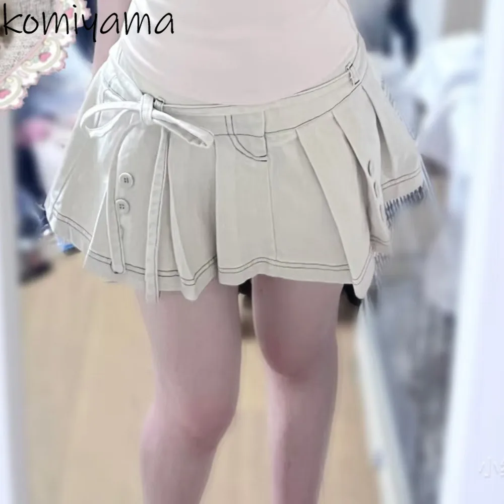 

Lace-Up Pleated Skirt High Waist A-line Skirts Japan Preppy Faldas Elegan Fashion Ropa De Mujer 2025 New Mini Woman Clothes