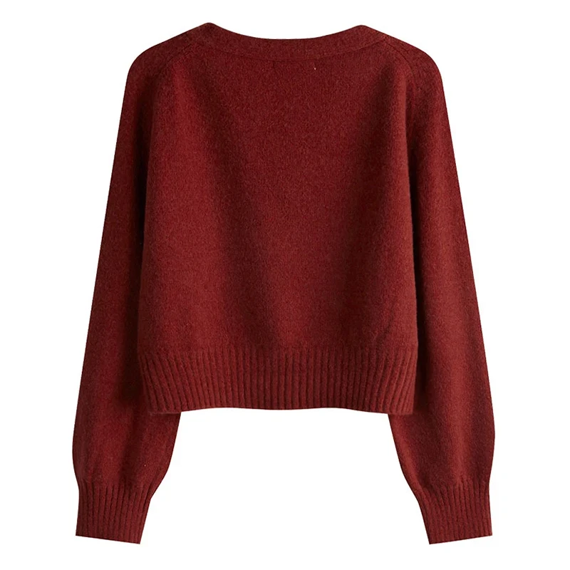 HELIAR Autumn Winter Skew Buttons Cardigan V-neck Sweater Women Knitted Long Sleeve Tops Korean Loose Solid Cashmere Sweater