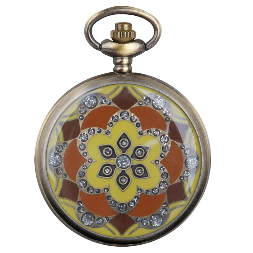 Retro Jade Antique Bronze Pocket Watch for Women Exquisite Gifts Necklace Clock Pendant Watch with Chain Jewelry Accessories