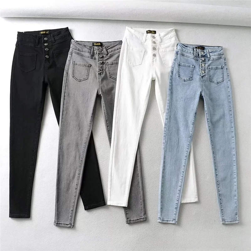 High Waist Retro Wind Tightening Slimming Elastic Pencil Jeans ket Denim Bootcut Pants Women's Spring Faion Casual Wear