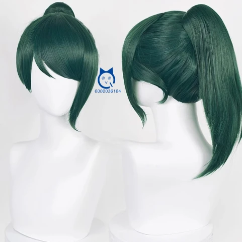 Jujjutsu Kaiiisen Movie Zenin Maki Cosplay 45cm Short Dark Green Wig for Comic Con Coser Heat Resistant Synthetic Hair Halloween