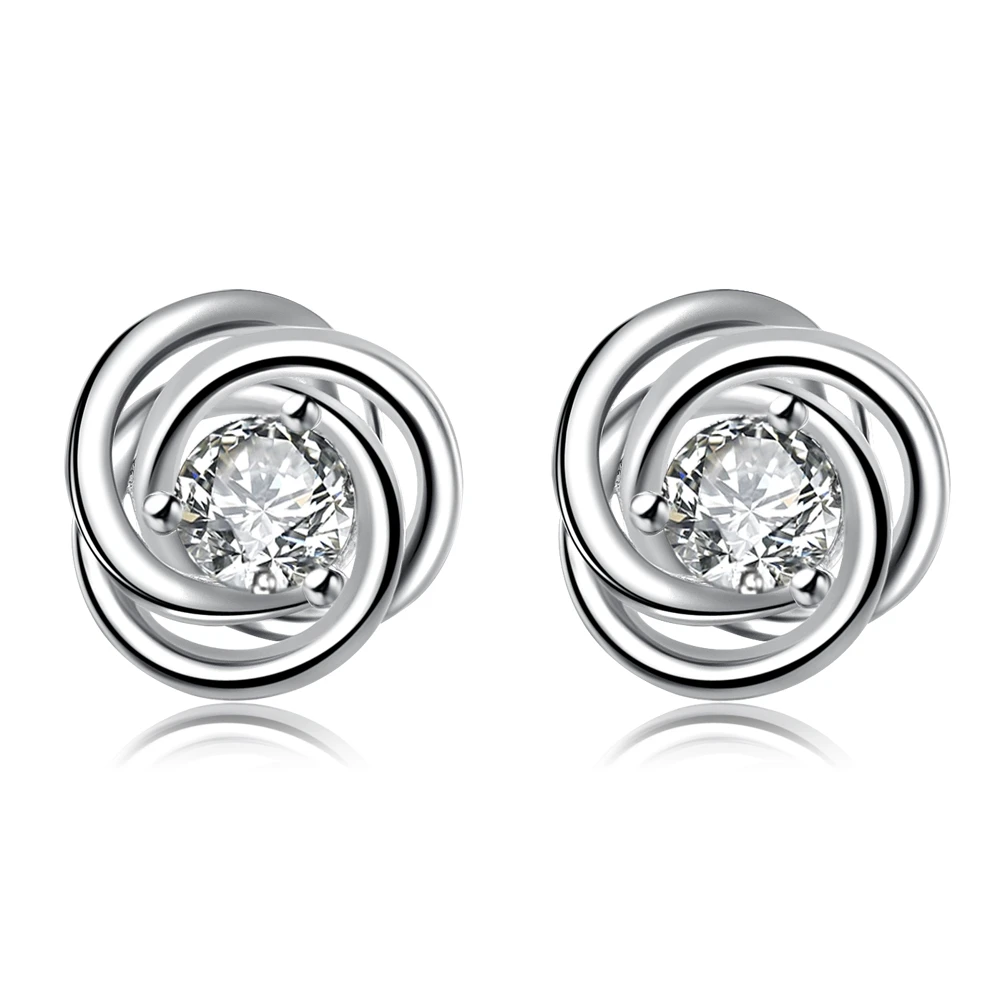 

Promotion Fashion 925 Sterling Silver Jewelry Female Women Charm Cute Wedding Pattern Zircon Crystal Stud Earrings