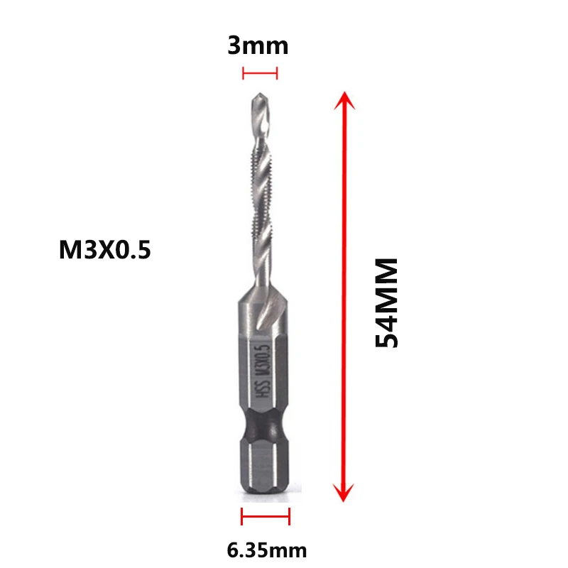 Hex Shank Titanium Plated HSS Schroefdraad Metrische Tap Boren Schroef Machine Compound Tap M3 M4 M5 M6 M8 M10 Handgereedschap - afbeelding 1