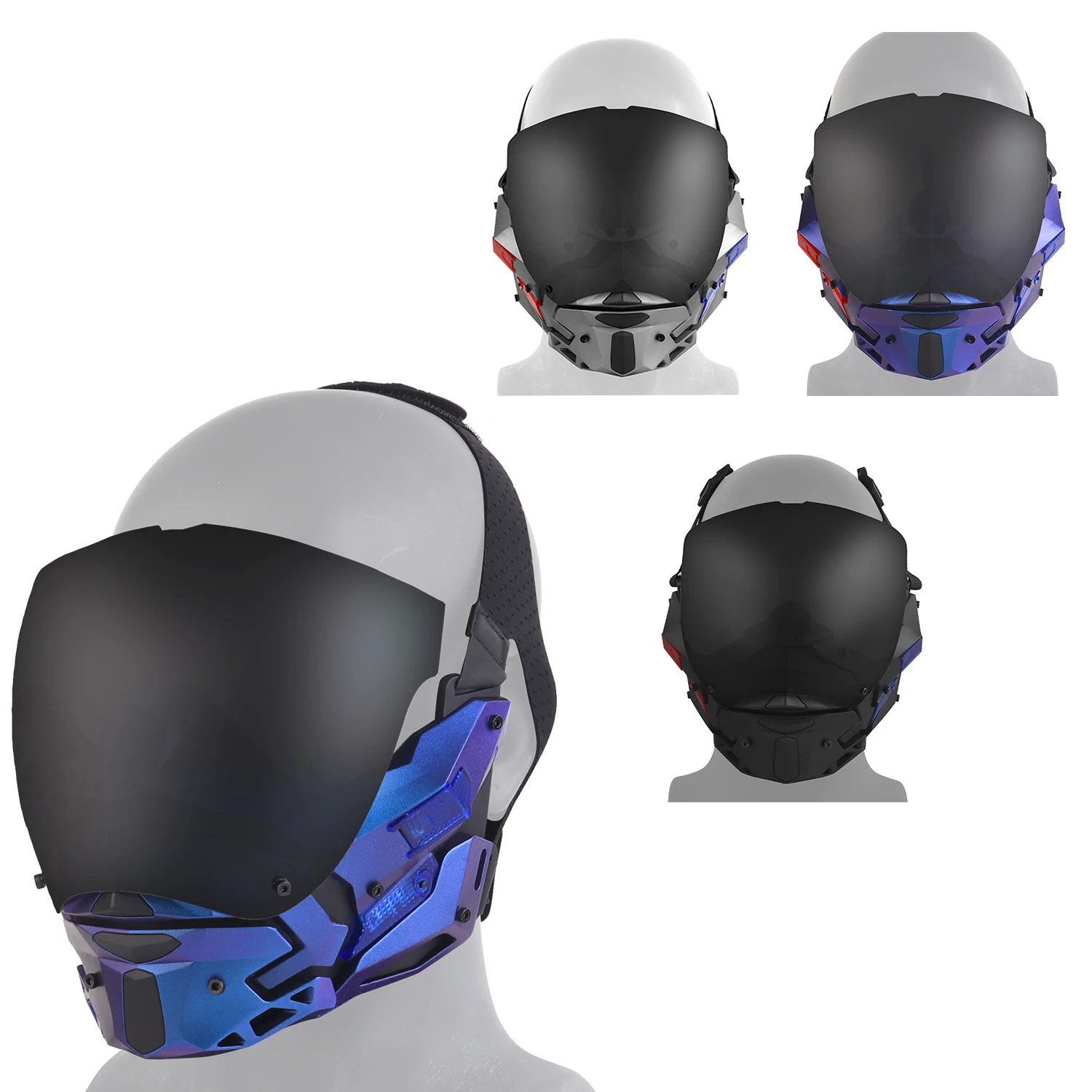 Masque tactique LED NIGHT MASK avec 4 Modes d'éclairage, lentille Anti-buée et détachable pour Airsoft Cosplay PMC