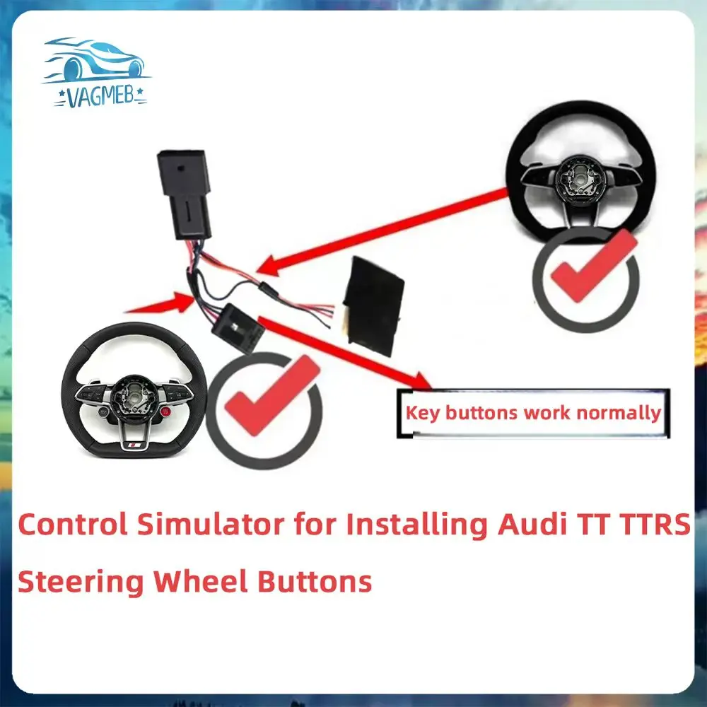For Audi TT Wheel Buttons TO Key Buttons Work Normally Control Simulator Decoder TTRS Installing Steering