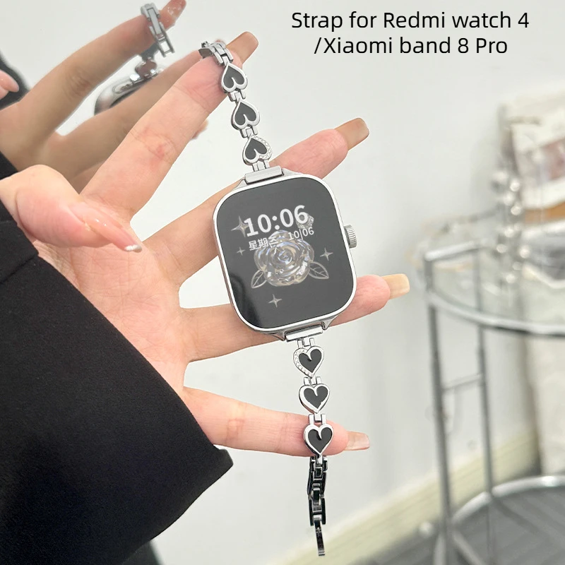 سوار ساعة رياضي من الفولاذ المقاوم للصدأ للرجال والنساء ، حزام معدني لساعة ريدمي 4 ، سوار كوريا ، سوار شاومي 8 برو ، سوار معصم