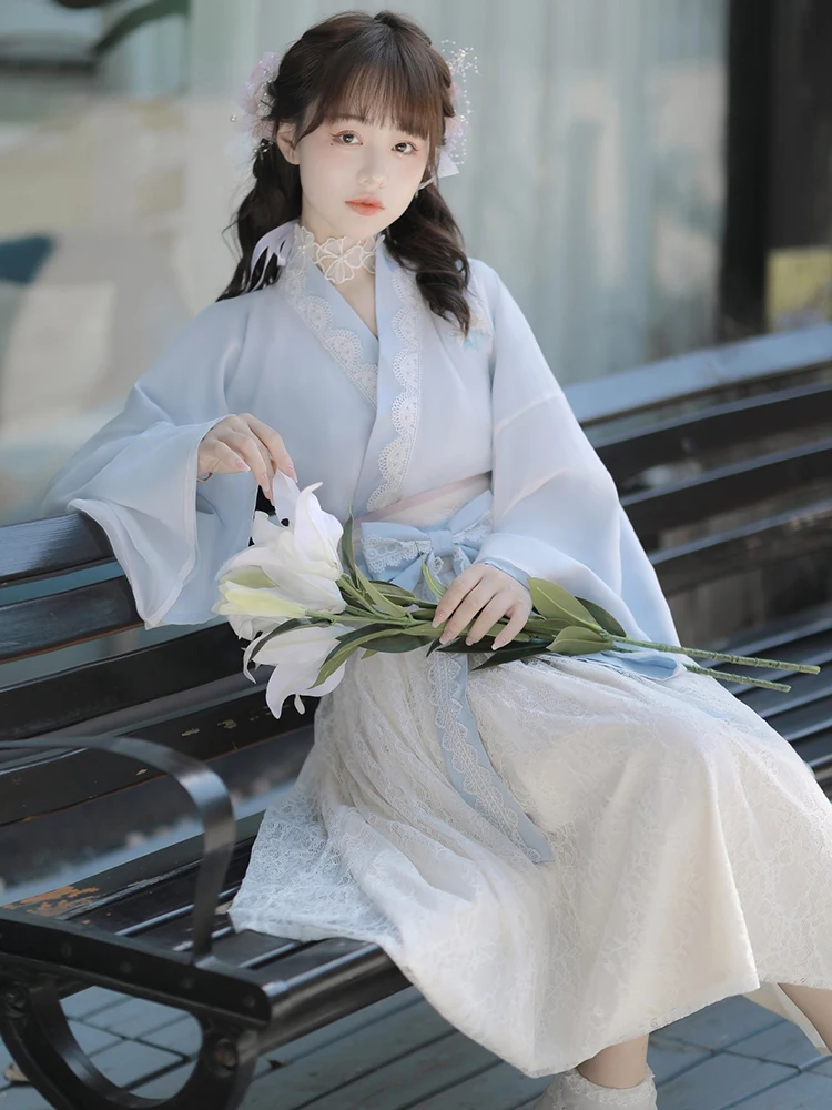 Của Phụ Nữ Hanfu Của Phụ Nữ Thêu Phong Cách Trung Quốc Mùa Thu Cải Thiện Áo Len Áo Sling Ăn Mặc Hai-Mảnh Phù Hợp Với Dài Ăn Mặc kích Thước Nhỏ