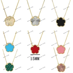 Hot Selling Plant Five Leaf Flower Pendant Necklace For Women Luxury Natural Stone Shell High Quality Clover Temperament Gift