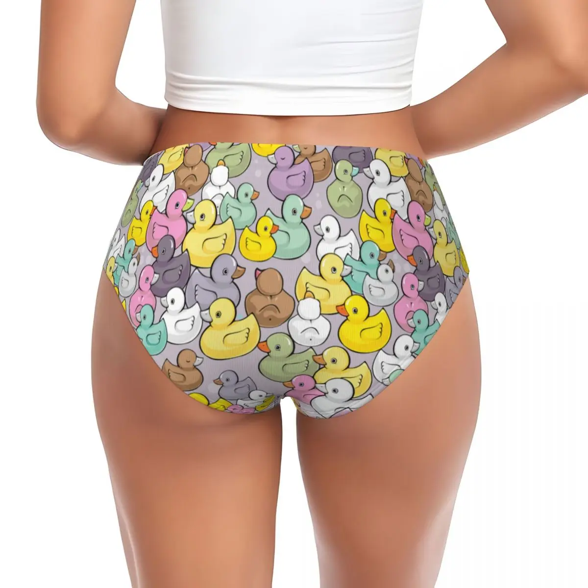 Custom Colorful Baby Rubber Ducky Brief Panties Women Breathable Underwear