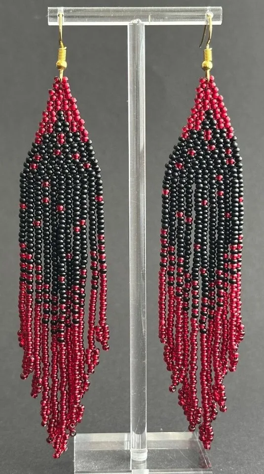 Bohemia Alloy Beaded Earrings with Hand-Woven Tassel Retro Trend Pattern Simple Female Rice Bead Earrings