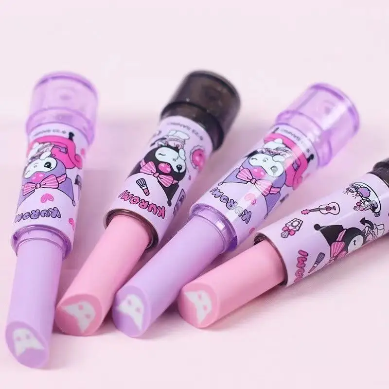 Hello Kitty Cute and Funny Lipstick Eraser Kulomi Creative Anime Figure Children's Eraser No Debris Birthday Gift Party