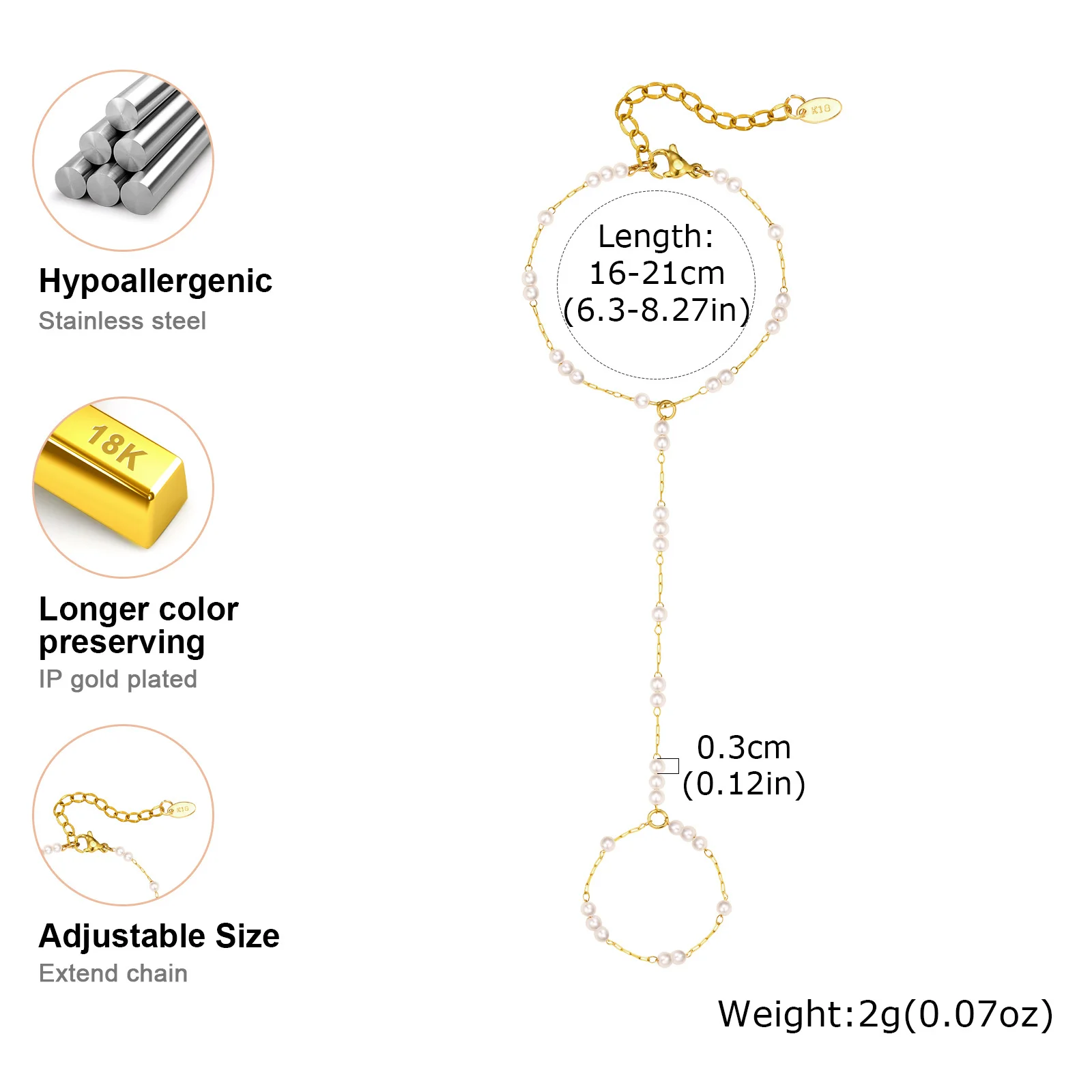 Exquisite Vintage Wrist Bracelet for Women Finger Ring Chain Charms Beads Bracelet Chain Lady Trendy Aesthetic Jewelry Set