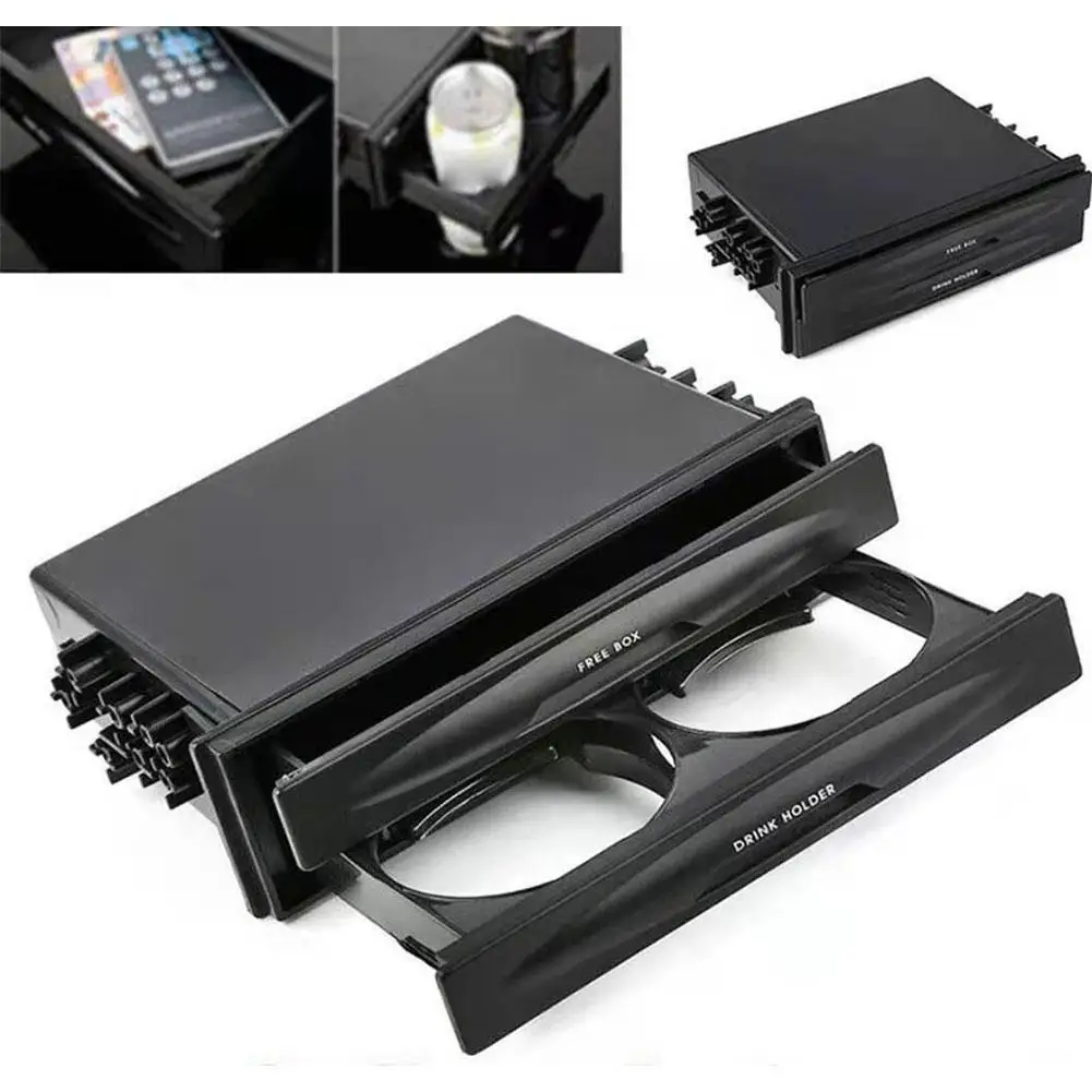 Portavasos Universal + Caja de Almacenamiento, Soporte para Botellas, Radio CX-28 Doble y Simple DIN para Coche, Portavasos Plegable para Coche