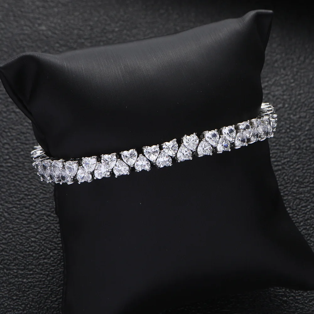 كاندي الألوان القلب أساور زركون تشيكوسلوفاكيا البوهيمي الكفة الأساور للنساء فام الأزياء والمجوهرات