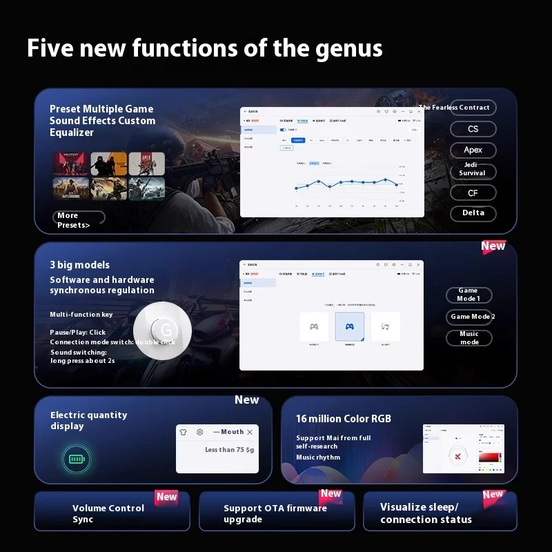 Mchose X9 Fones de ouvido para jogos sem fio 7.1 X9 Fones de ouvido sem fio Bluetooth Fps com microfone Esports Fones de ouvido personalizados presentes