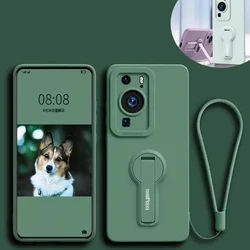 Phone Case for Huawei P60 P50 P40 P30 Pura70 Pro Liquid Silicone Case Camera Protective Soft Cover With Holder Screen Protector
