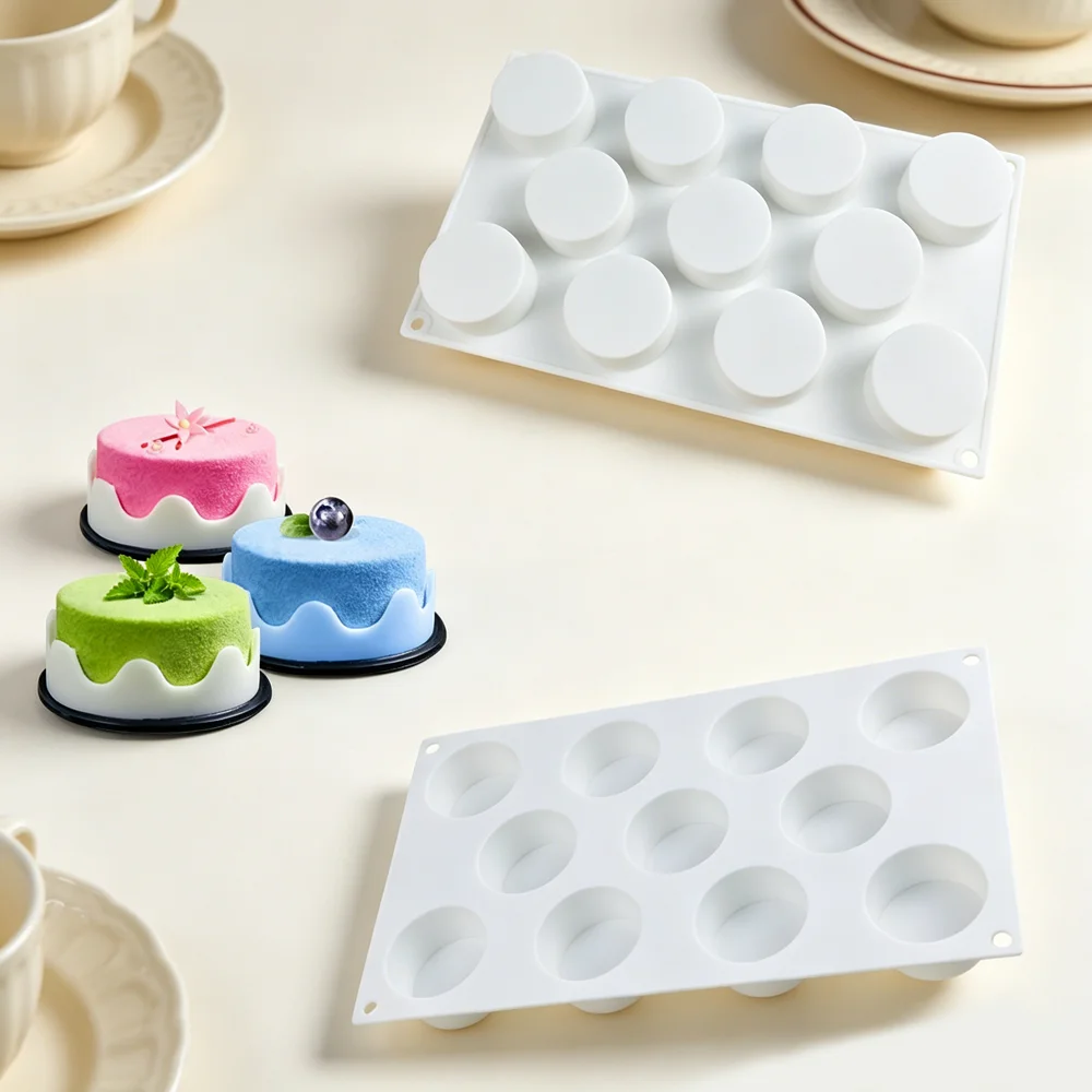 Round Cylinder Silicone Mousse Mould, Multi-use Kitchen Tool for Chocolate Dessert, Candy and DIY Soap Making