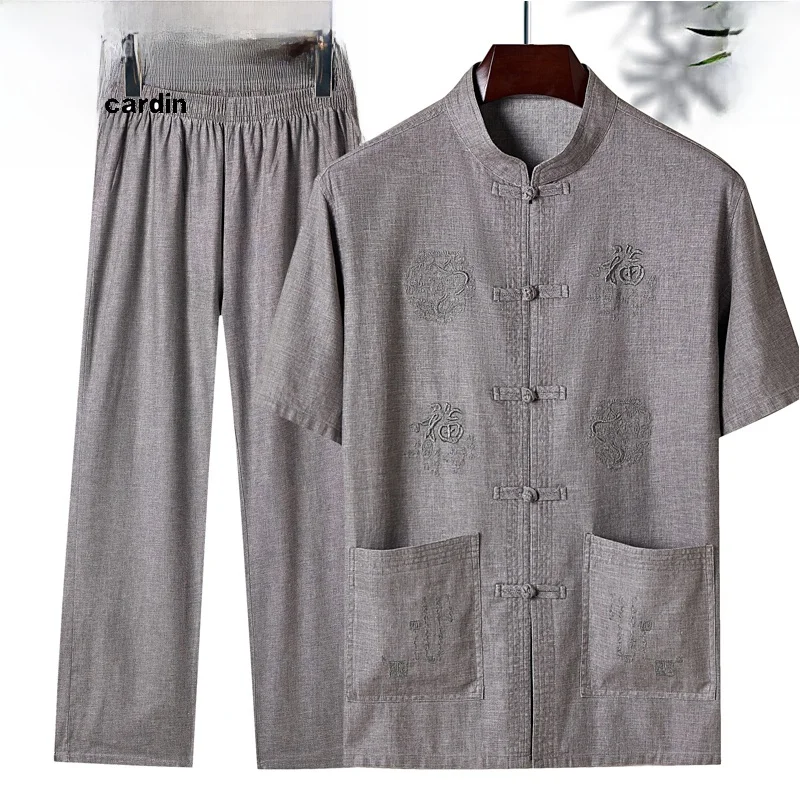 pierre-cardin-nuovo-completo-estivo-da-uomo-in-stile-cinese-abbigliamento-casual-per-papa-set-in-lino-stile-tang-maniche-corte-tinta-unita