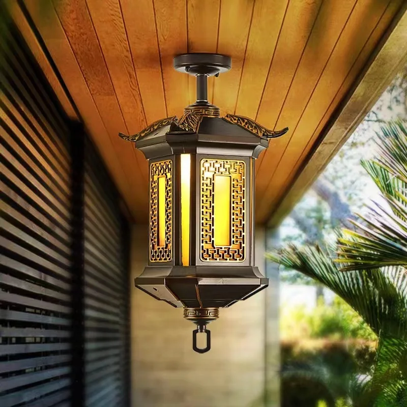 Outdoor Pendant Garden Light Waterproof Super Bright External Terrace Corridor Balcony Ceiling Lights Atmosphere Doorway Lamps