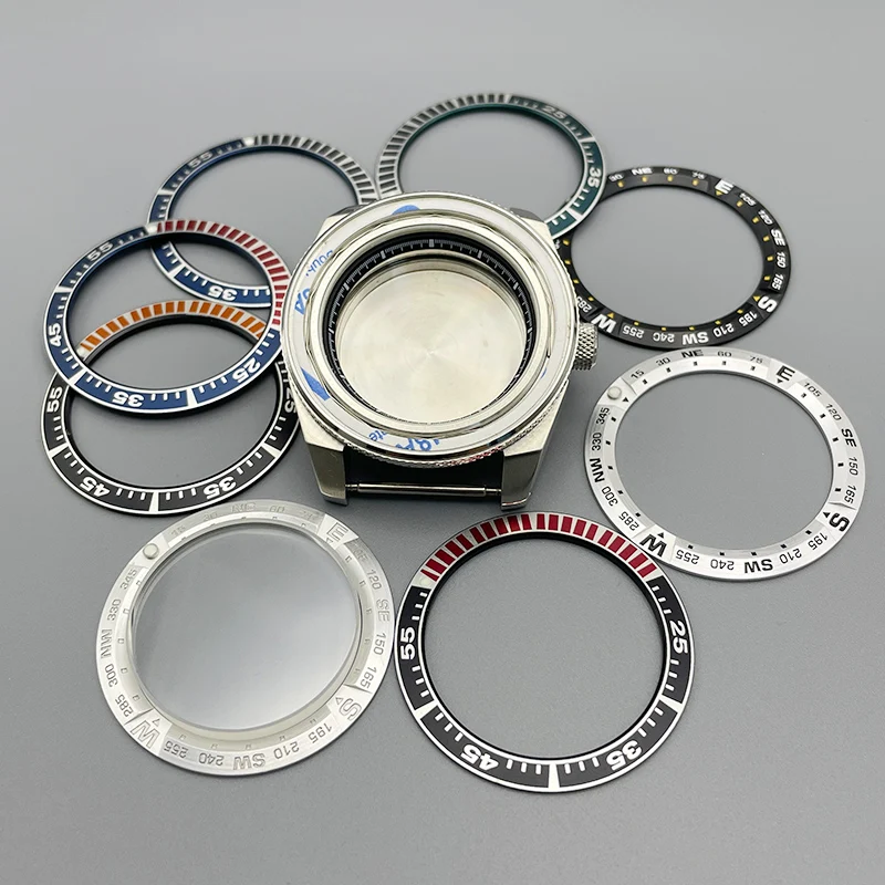 

43mm NH35 NH36 Stainless Steel Watch Case Sapphire Glass For King Samurai NH35 NH36 4R 7S26 Movement Men Watch Case Repair Part