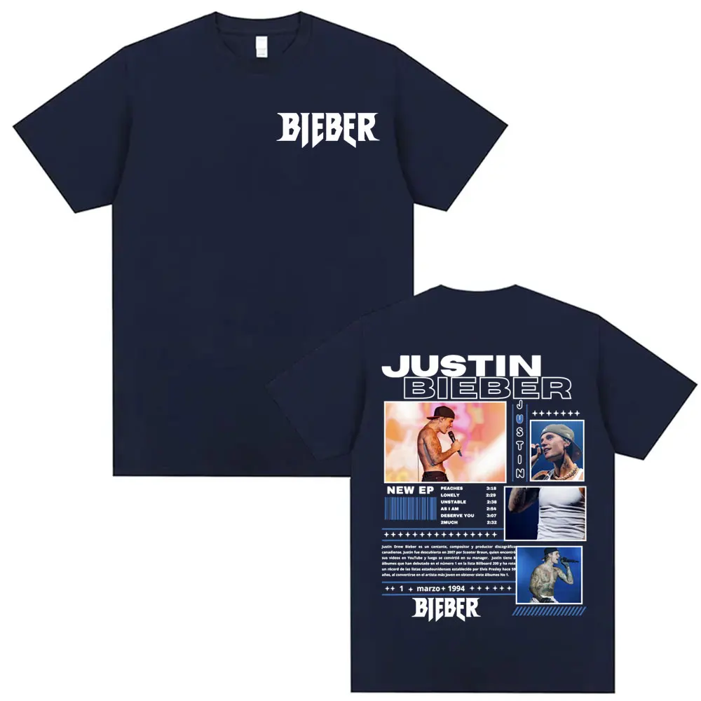 Rapper Justin Bieber Tour Graphic T-shirts Men's Clothing Hip Hop Pop Music T Shirts Unisex Casual 100% Cotton Oversized T-shirt