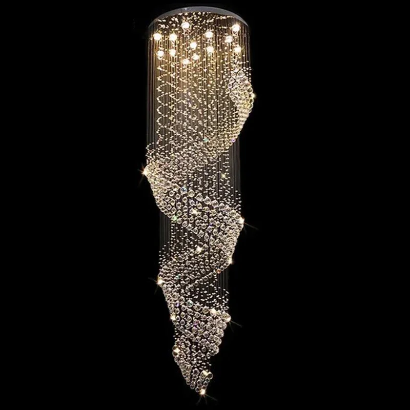 New Modern Crystal Chandelier For Spiral Interior Ladder Luxury Corridor LED Crystal Chandelier Stair lamp villa light