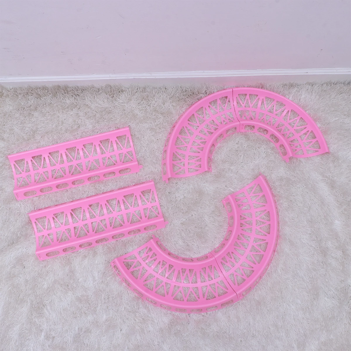 

6pcs Hamster Runway Ball Track Ventilated Roller Play Tube Bright Colors Easy Assembly Pink Pet Railway Building Track
