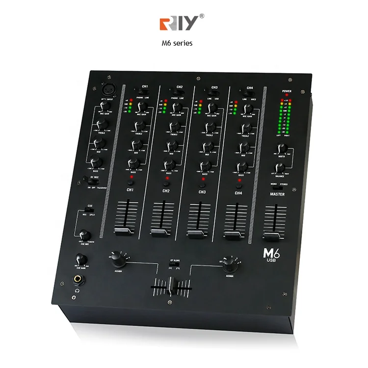 

M6 Professional Dj Four input channels three-band EQ KTV Audio Mixer